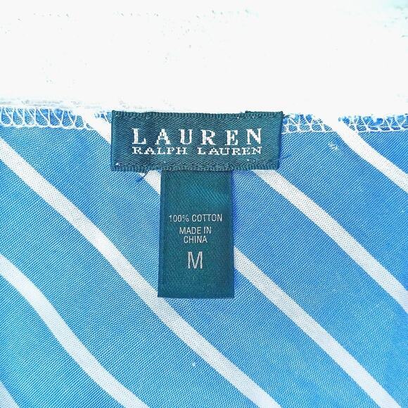 Ralph Lauren Blue White Striped Cotton Camisole Top | Lace Trim Summer Button up - Picture 5 of 16